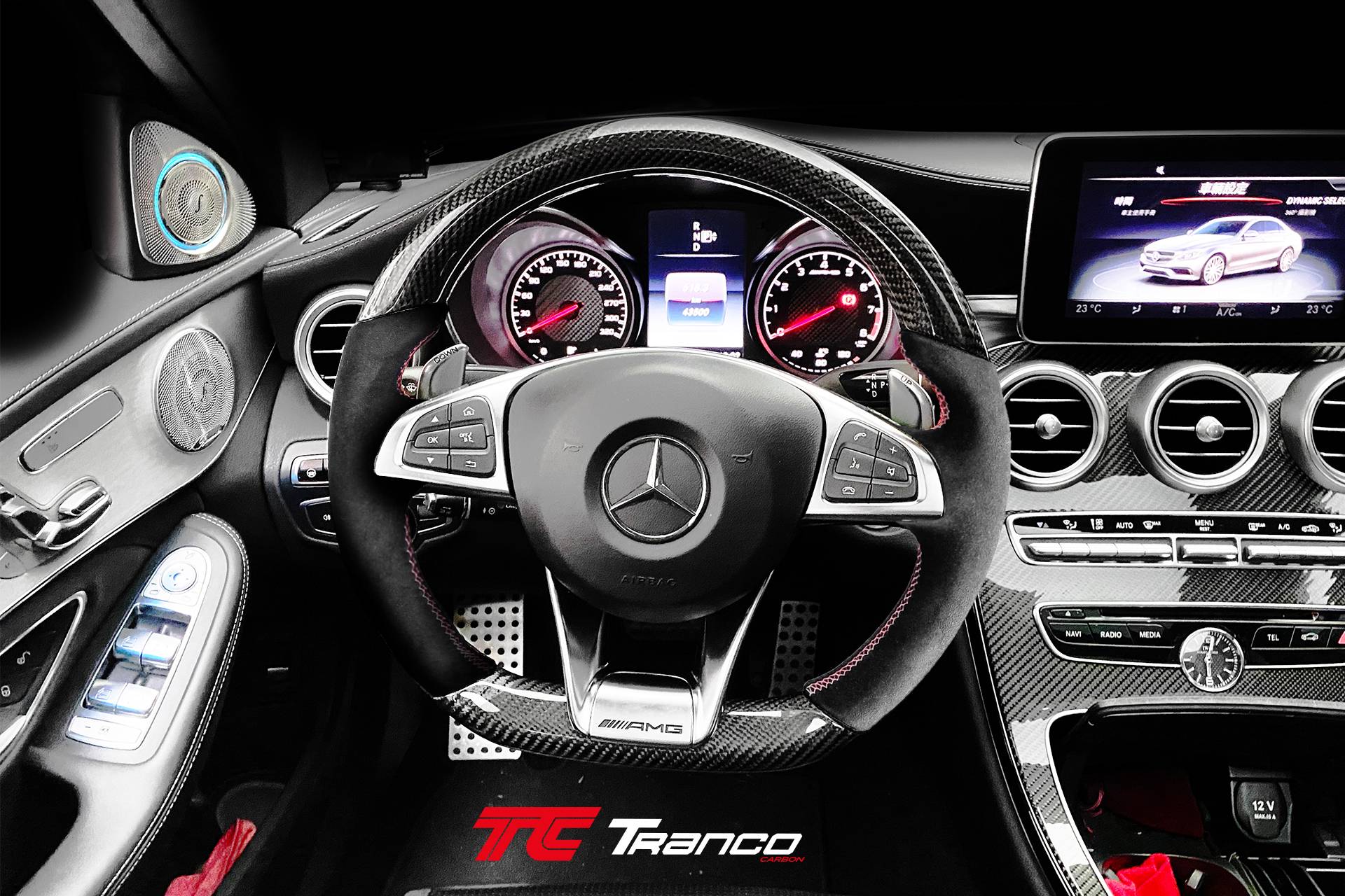 W212 方向盤 碳纖維 麂皮