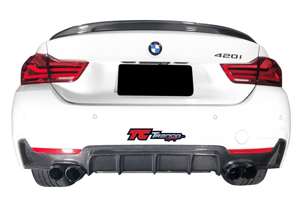 B43210 <BR>  F32/33/36 P 後下巴 (4出) FOR M 保桿 <BR>  適用:M SPORT/ M TECH保桿  <BR> 材質:碳纖維