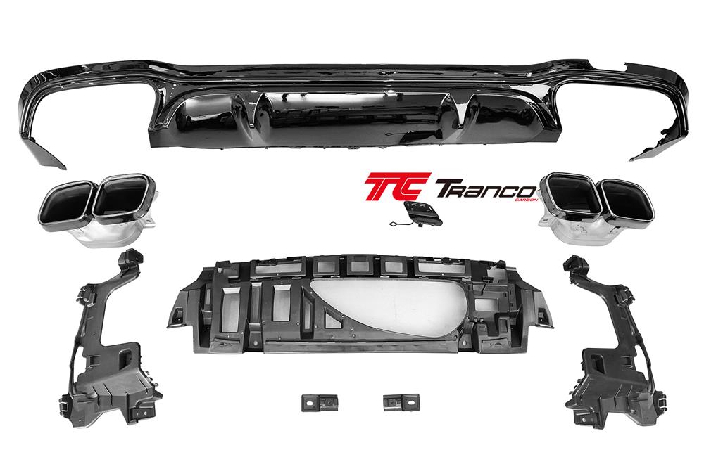 MC21331  <BR> W213 E63 小改款 後下巴總成 黑色 含尾飾管  <BR> 適用:AMG保桿  <BR> 材質:ABS